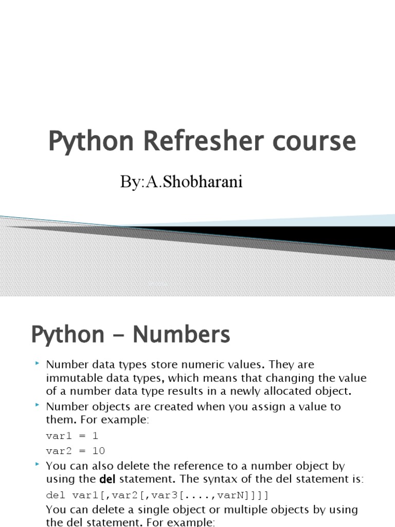 Python Refresher Course: By:A.Shobharani | PDF | Trigonometric ...