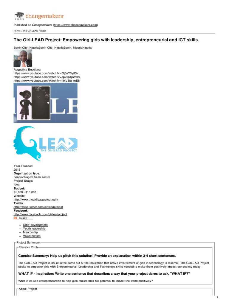 Girl-LEAD: Empowering Future Female Leaders | PDF | Entrepreneurship ...