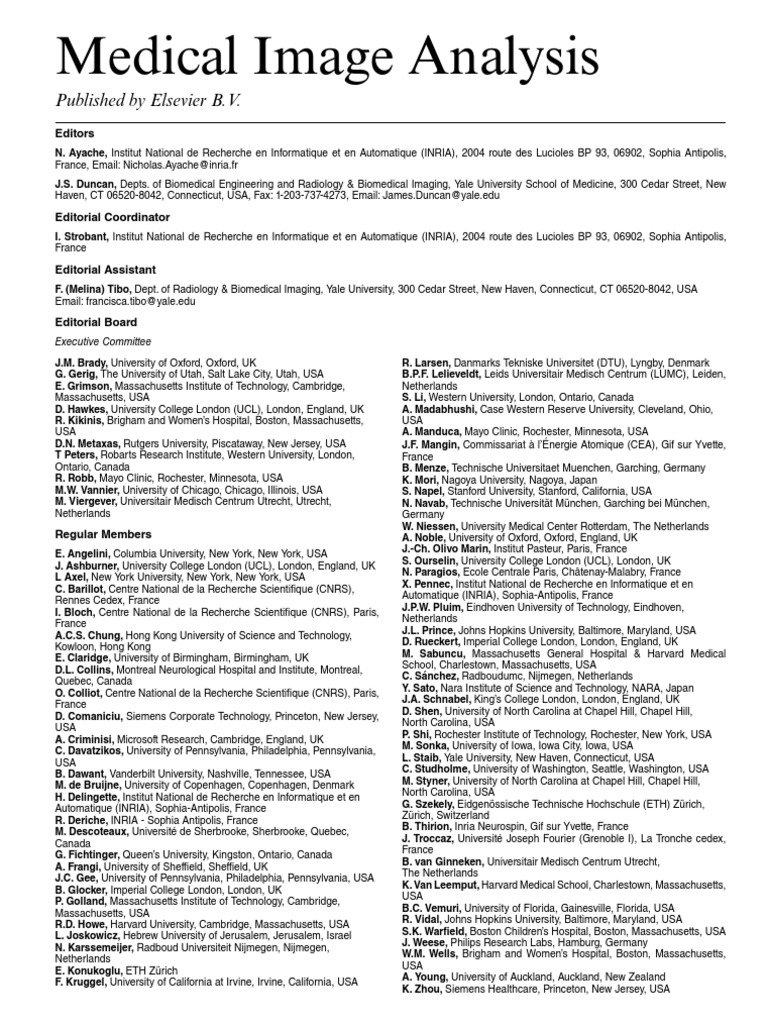 Medical Image Analysis Journal | PDF | Medicine | Science