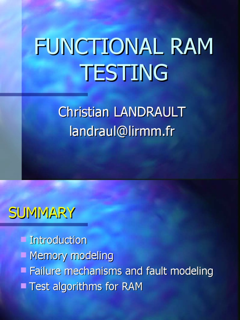 Functional RAM Testing and Fault Models | PDF | Random Access Memory ...