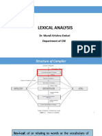 Lexical Analysis: Dr. Murali Krishna Enduri Department of CSE