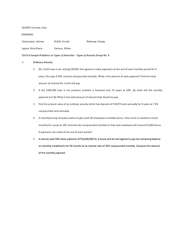 Annuity Problems and Solutions Guide | PDF | Interest | Interest Rates