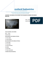 Assembly and Bench Test Report For Tad1340 Ve Engine For Freda Rebecca Mine Bindura