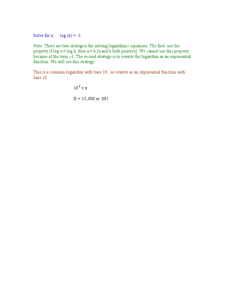 Solving Logarithms with Base 10 | PDF