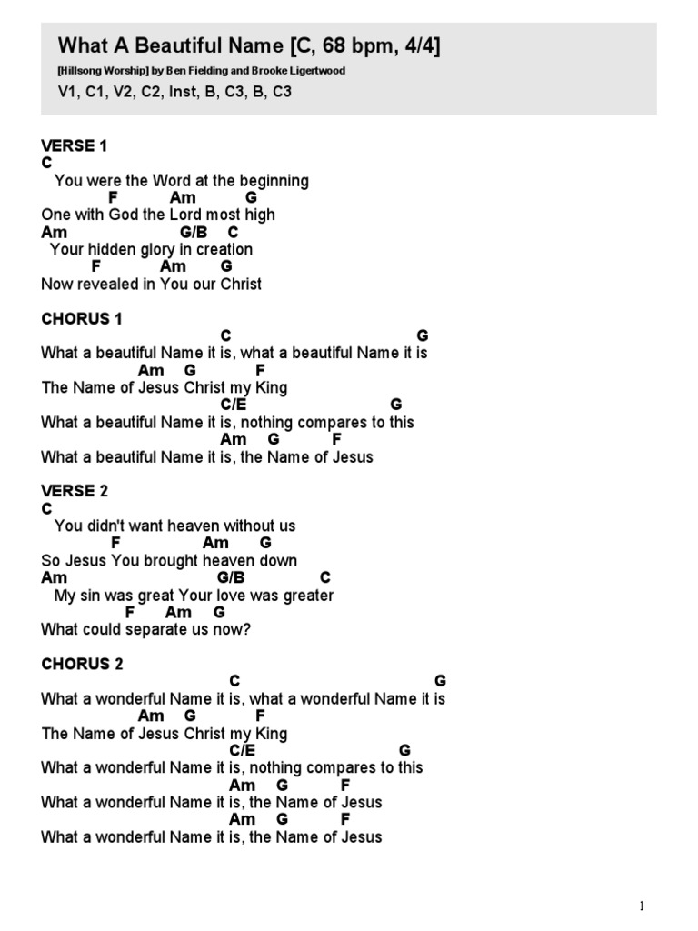 What A Beautiful Name C | PDF | Christian Music | Popular Music