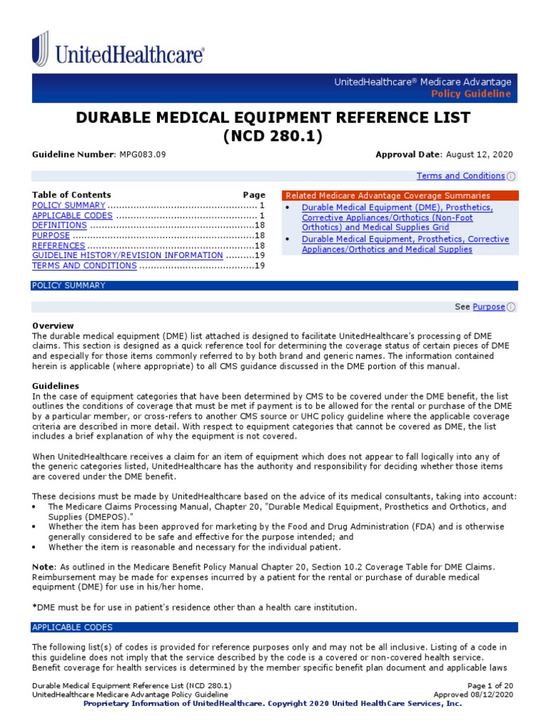 Durable Medical Equipment Dme Reference List PDF | PDF | Medical Device ...