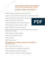Primary 1 Mathematics Scheme of Work