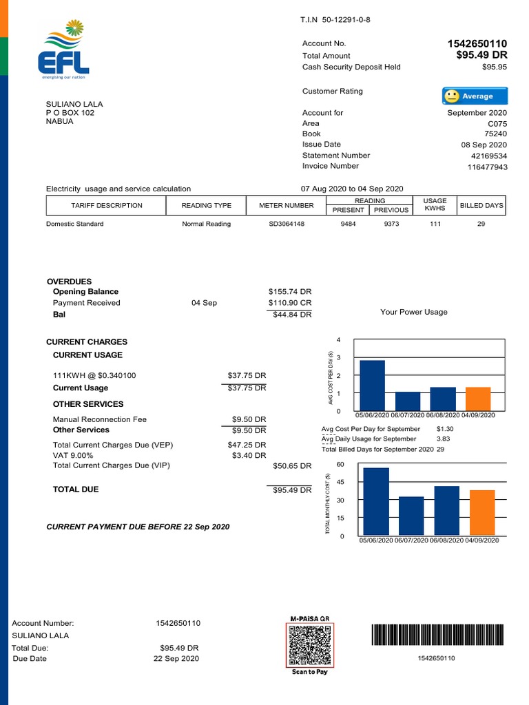 EFL Reconnection Notice and Charges | PDF | Services (Economics) | Money