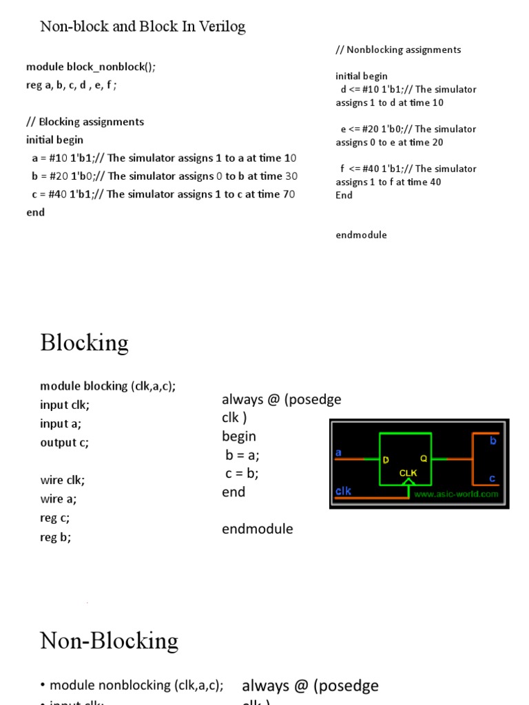 Non-Block and Block in Verilog | PDF | Computer Engineering | Digital ...