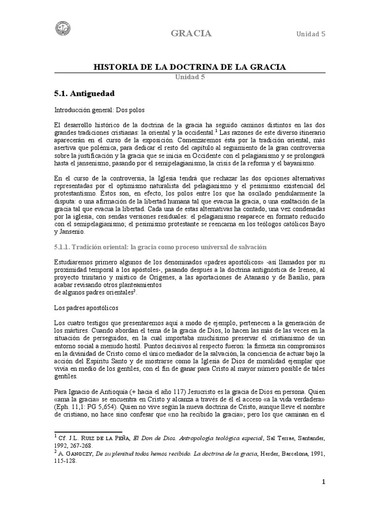 Unidad 5 Hsitoria de La Doctrina de La Gracia | PDF | Gracia en el ...