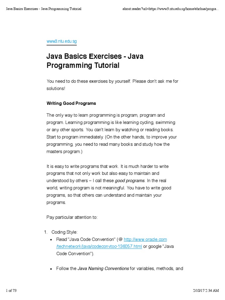 Java Basics Exercises Java Programming Tutorial PDF Control Flow