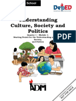 UCSP - Q1 - Mod1 - Starting Points For The Understanding of Culture Society and Politics PDF