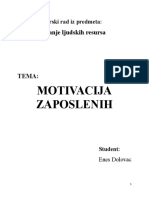 Ljudski Resursi MOTIVACIJA ZAPOSLENIH