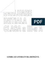 Evaluare Initiala Limba Si Literatura Romana Clasa A Iiia