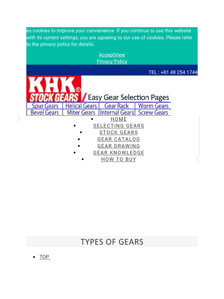 Gear Types PDF Gear Manufactured Goods