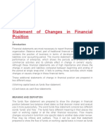 Statement of Changes in Financial Position: Previous
