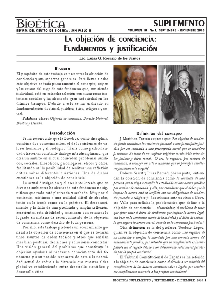 La Objecion de Conciencia Fundamentos PDF Objetor de conciencia