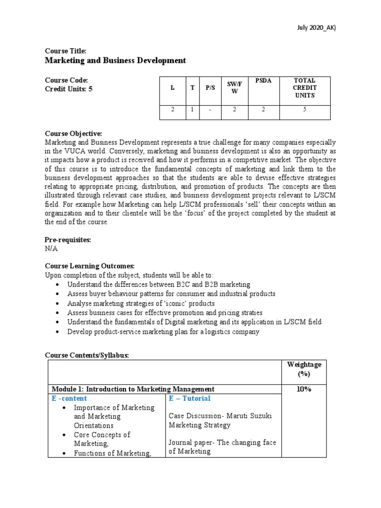 Marketing and Business Development Course | PDF | Consumer Behaviour ...