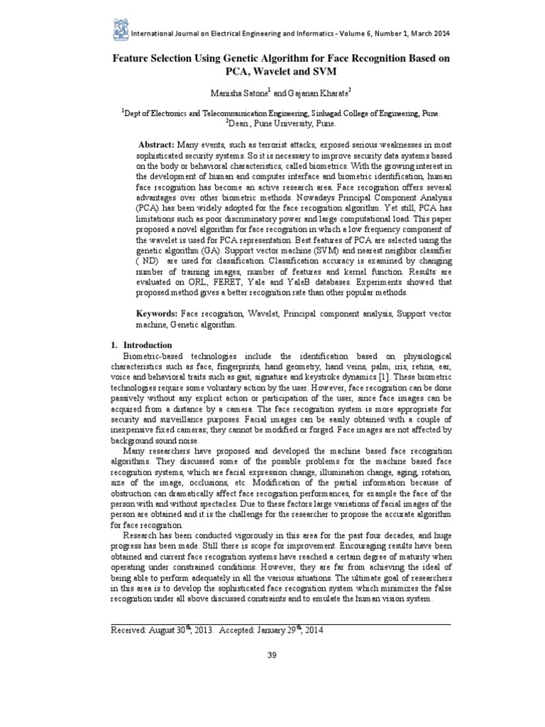 Genetic Algorithm for Face Recognition | PDF | Eigenvalues And ...