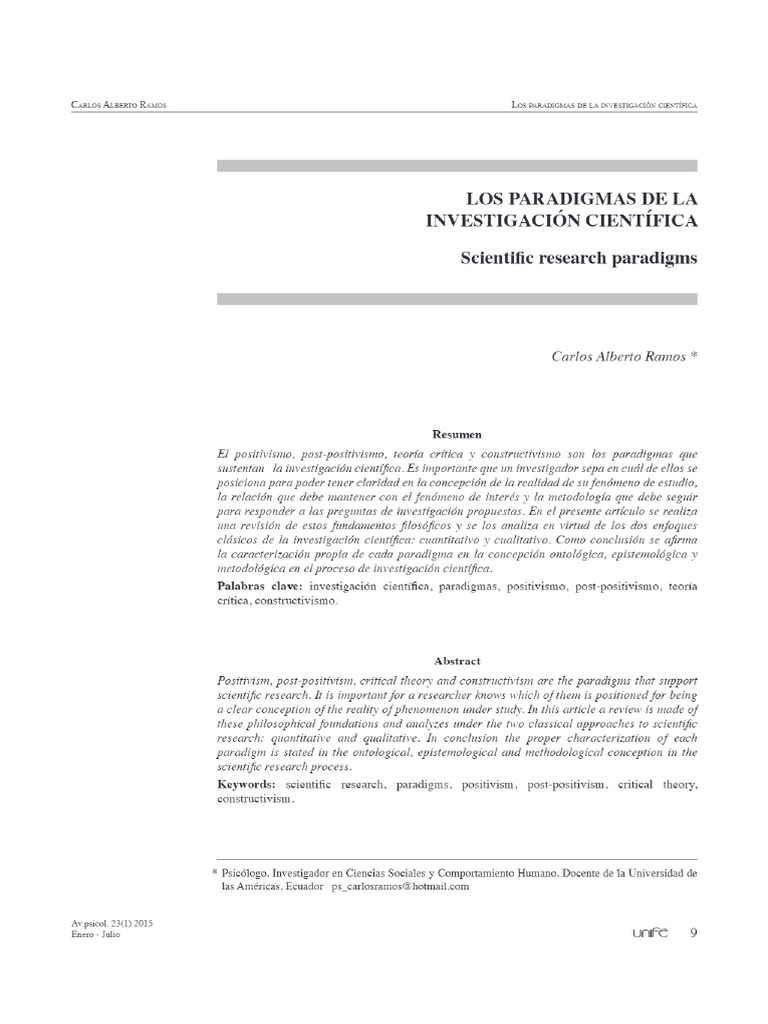 Paradigmas de la Investigación Científica | PDF | Paradigma | Positivismo