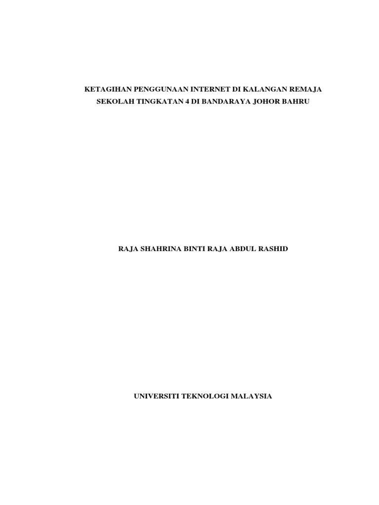 Ketagihan Penggunaan Di Kalangan Remaja PDF PDF