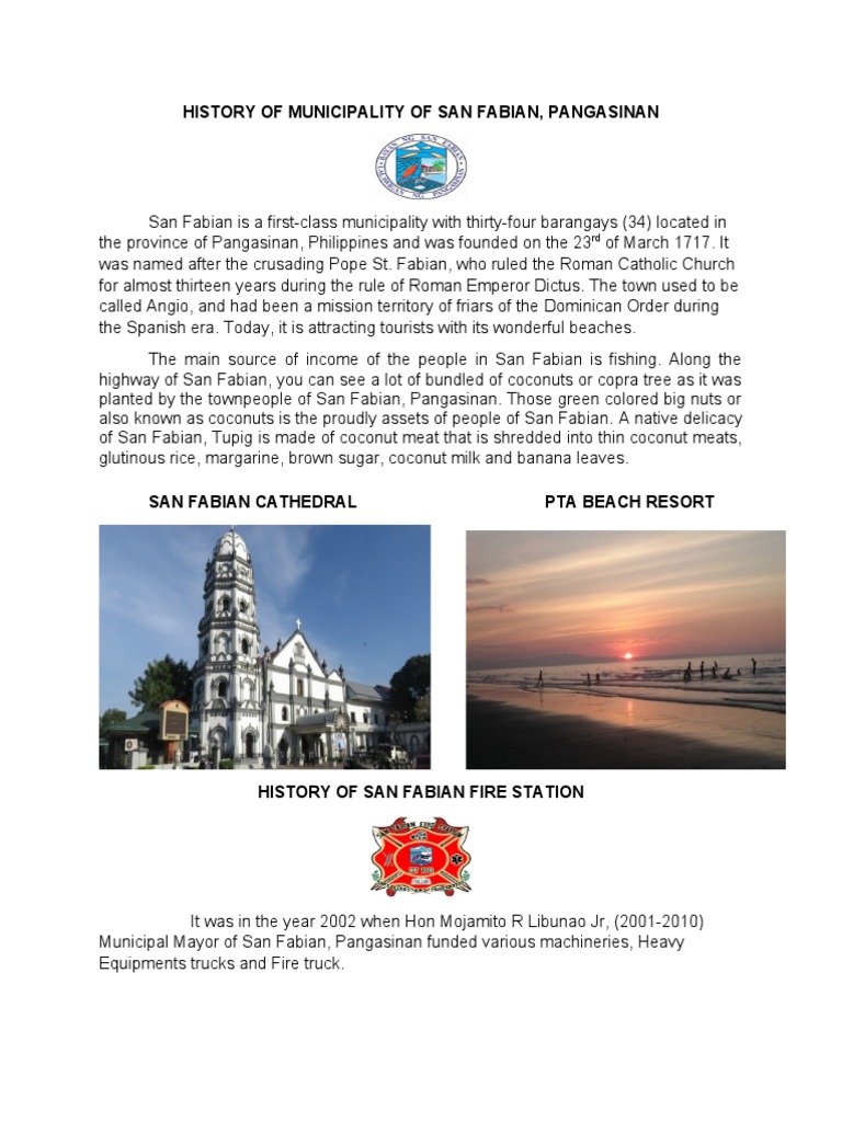 Municipality of San Fabian Write Ups PDF