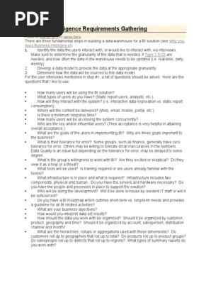 Business Intelligence Requirements Gathering