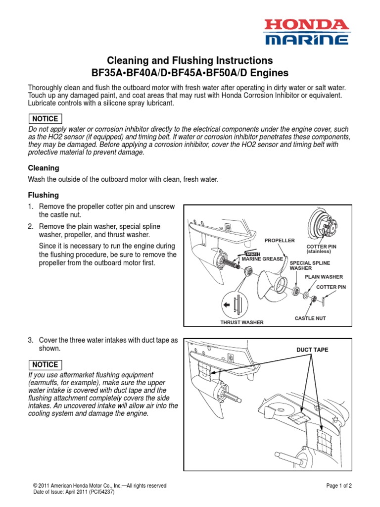 Cleaning and Flushing Instructions BF35A BF40A/D BF45A BF50A/D