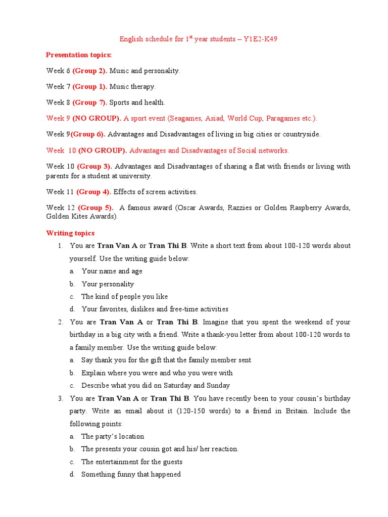 Speaking and Writing Topics | PDF | Language Arts & Discipline