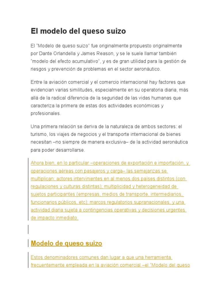 El Modelo Del Queso Suizo | PDF | Ingeniería de confiabilidad | Gestión de  recursos humanos