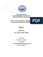 Quiz-3: Course Name: Emergence of Bangladesh Course Code & Section No: HIS103