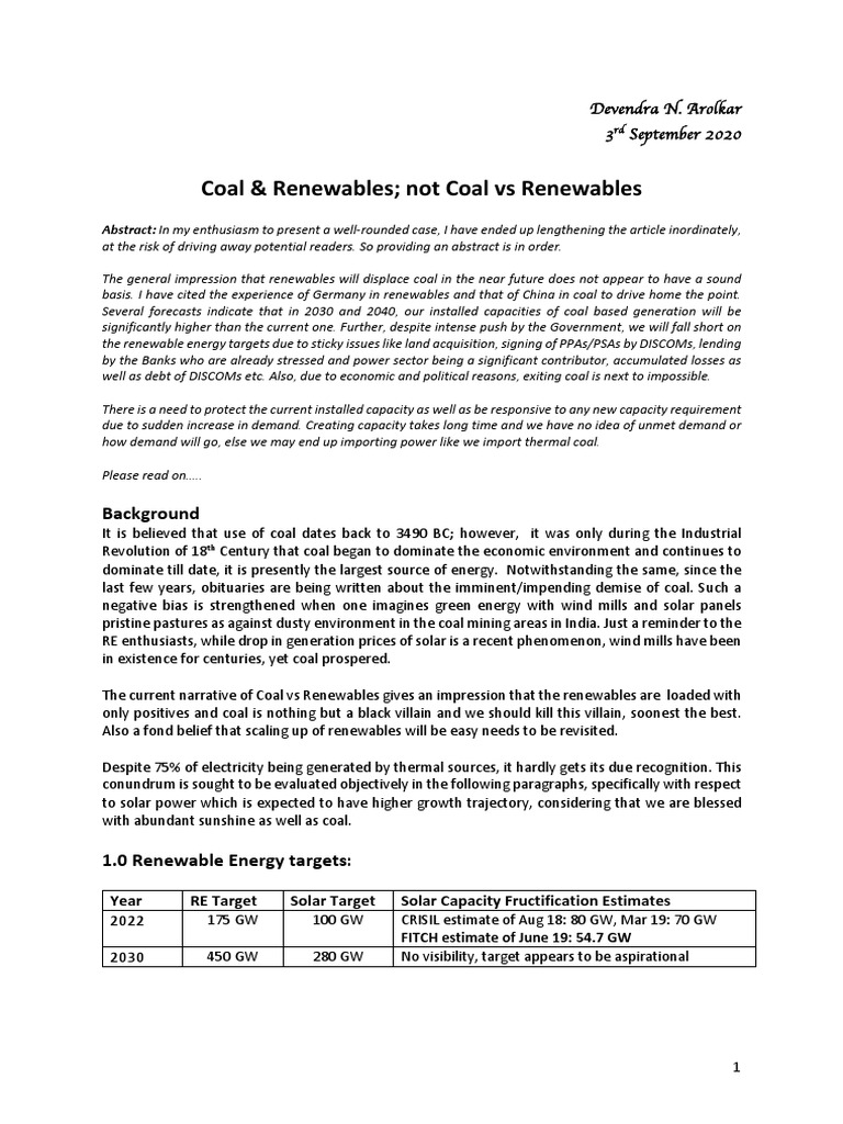 Coal and Renewables: Future Insights | PDF | Renewable Energy | Coal