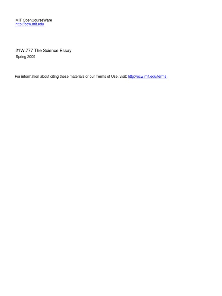 21W.777 The Science Essay: Mit Opencourseware | PDF | Language Arts ...