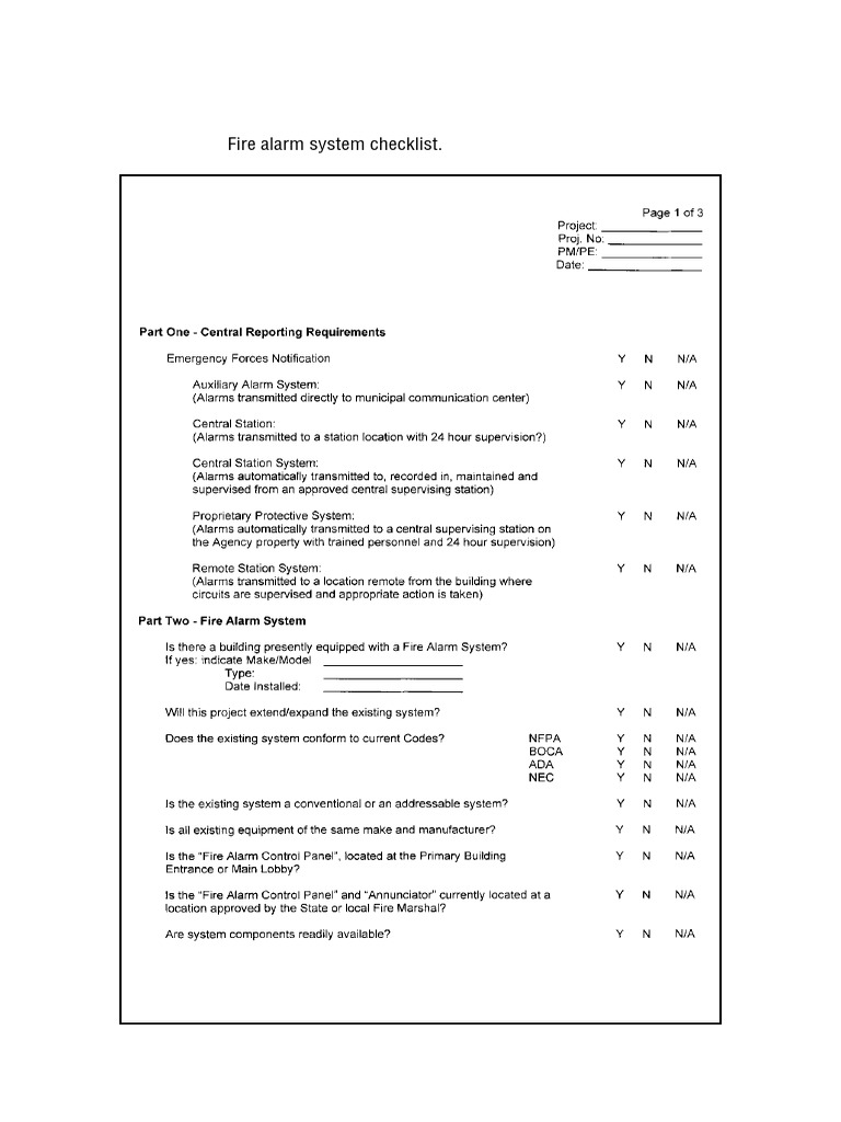 Fire Alarm System Checklist. Electrical Engineer's Portable Handbook PDF