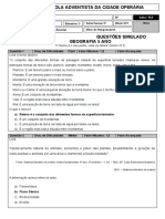 GEOGRAFIA 5 ANO SIMULADO SOBRE RELEVO E PRESERVAÇÃO AMBIENTAL