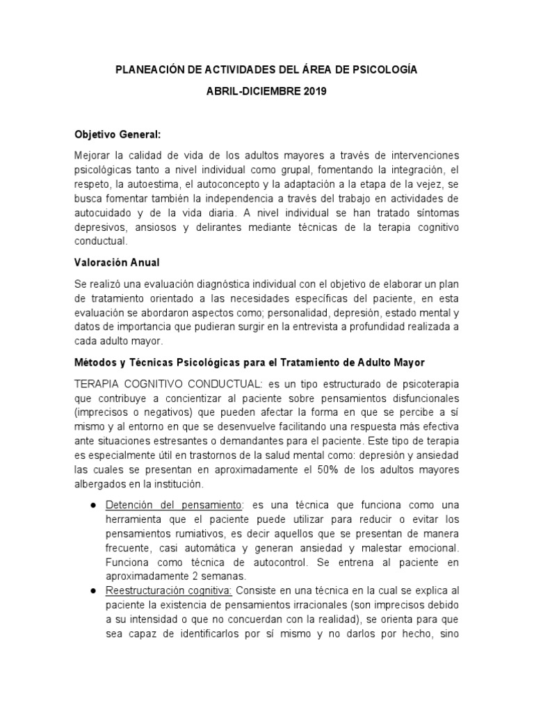 Intervenciones Psicológicas para Adultos Mayores | PDF | Las emociones ...