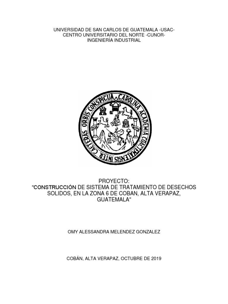 Construcción de Sistema de Tratamiento de Desechos Solidos, en La Zona 6 de Coban, Alta Verapaz, Guatemala PDF PDF Reciclaje Residuos pic