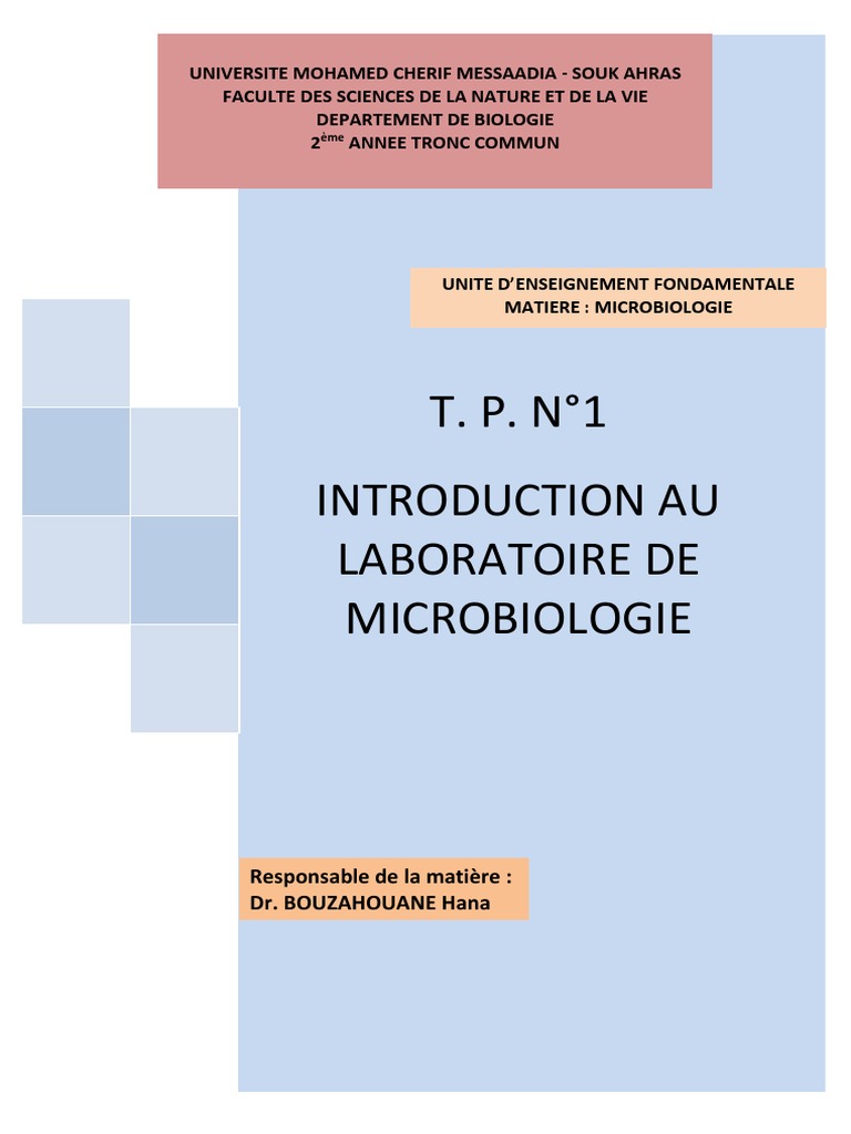 TP 1 Microbiologie PDF | PDF | Équipement de laboratoire | Microbiologie