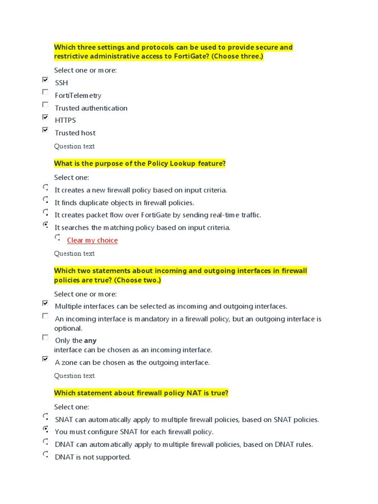 Examen Fortinet Firewall Computing Proxy Server