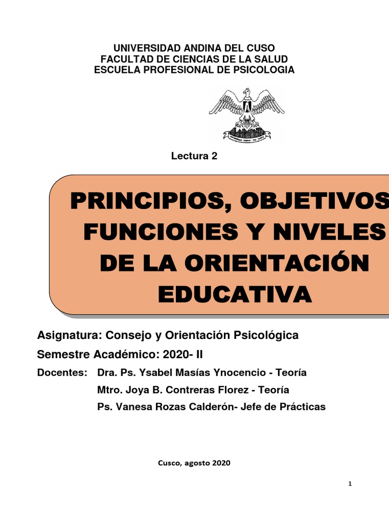 Principios y funciones de la orientación educativa | PDF ...