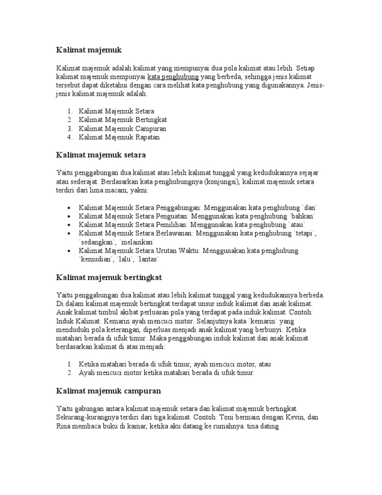 Kalimat Majemuk Setara Penggabungan