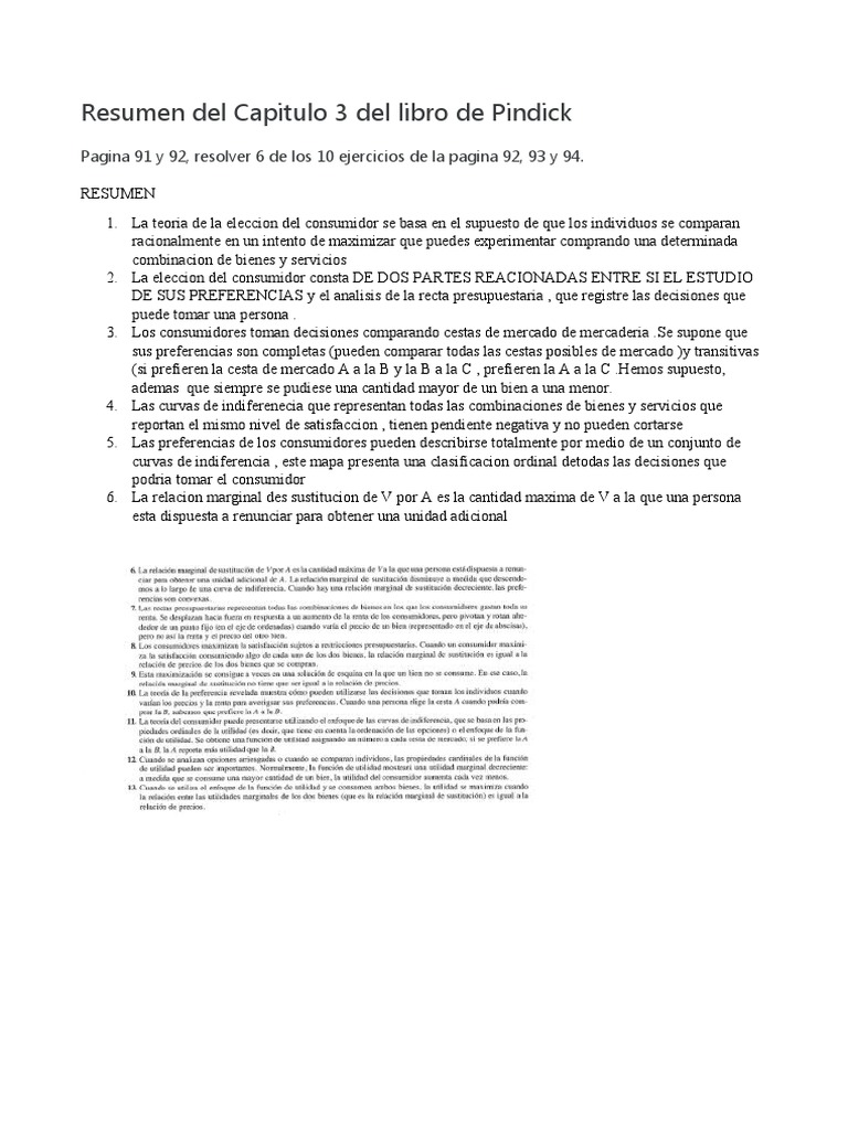 Resumen Capítulo 3: Teoría del Consumidor | PDF | Finanzas y dinero