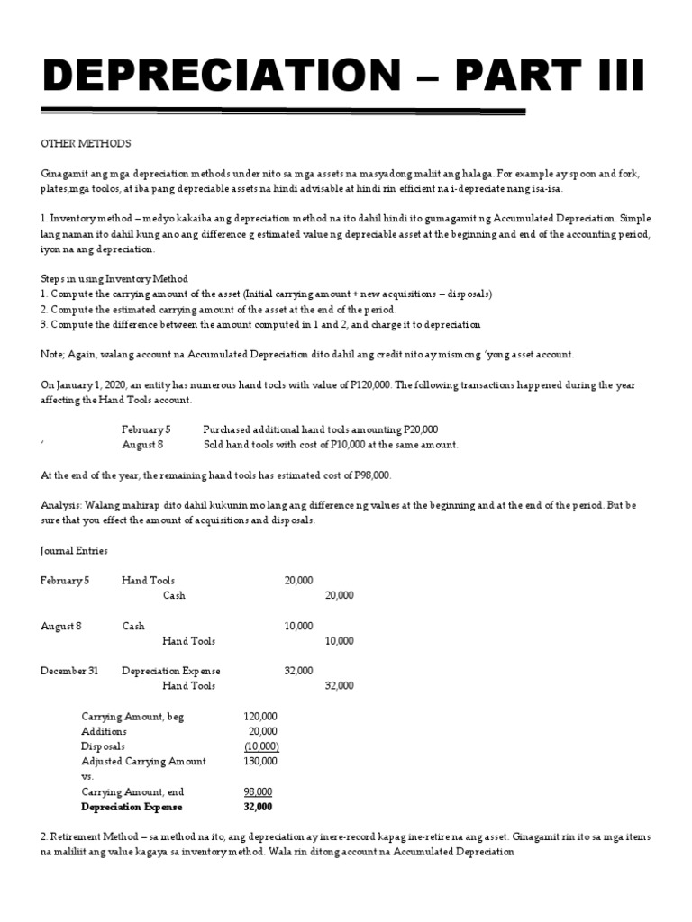 Depreciation Methods for Small Assets | PDF | Depreciation | Balance Sheet