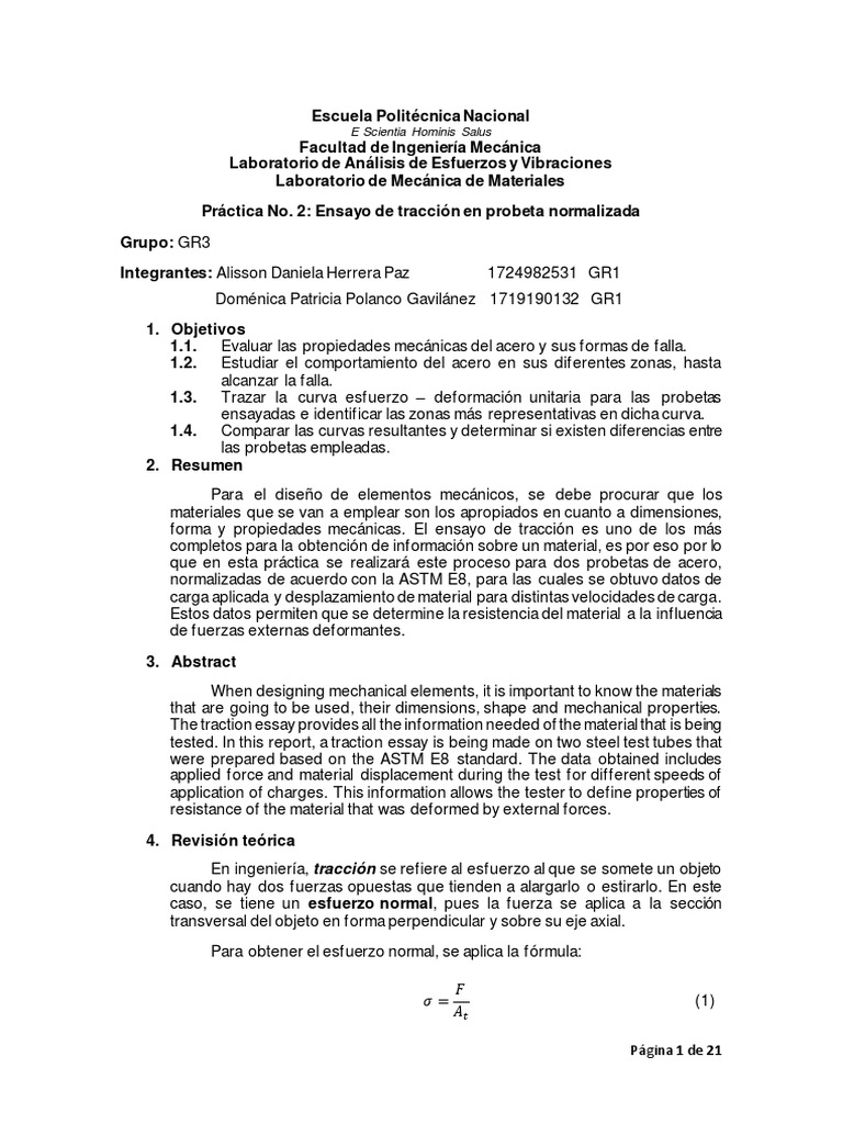 Ensayo de Tracción en Probeta Normalizada | PDF | Rendimiento ...