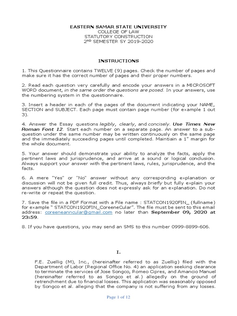 Statutory Construction in Labor Law Cases | PDF | Employment | Government