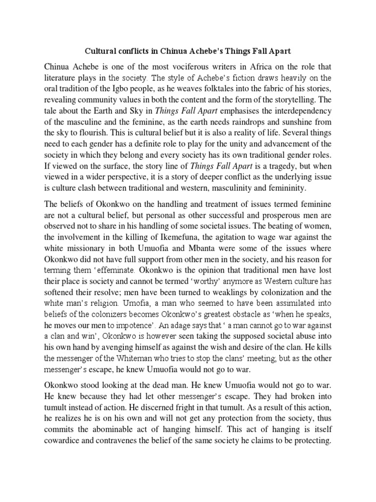 Cultural Conflicts in Things Fall Apart | PDF | Masculinity