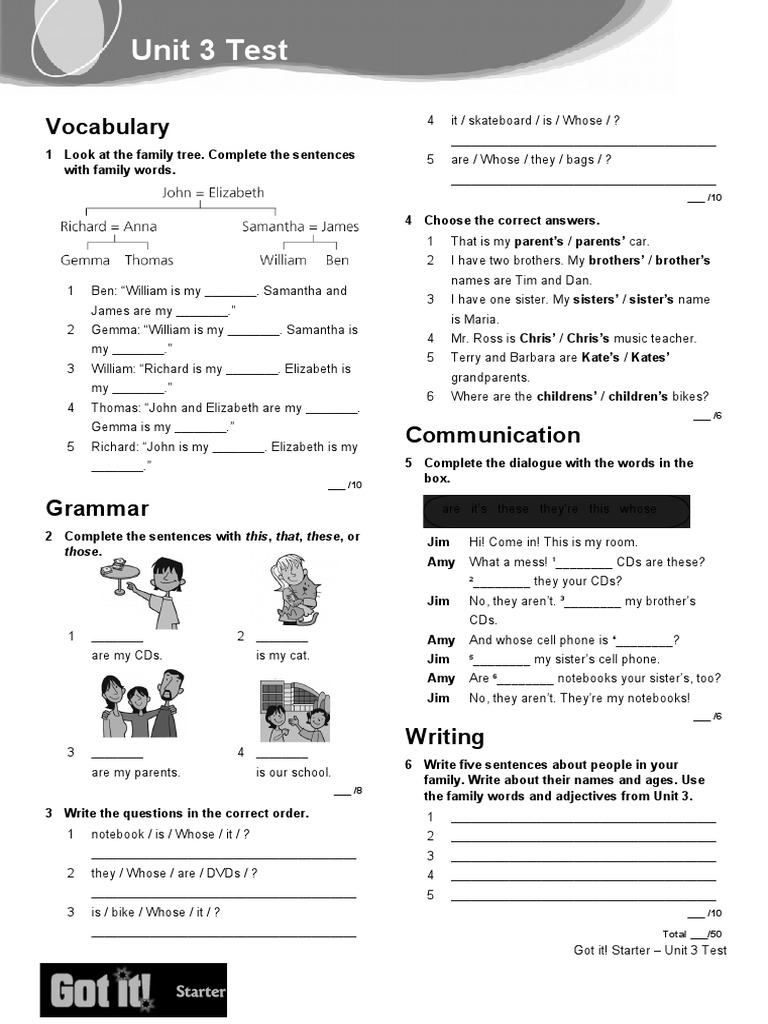 Unit 3 Vocabulary and Grammar Test | PDF | Cognitive Science | Linguistics