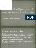 Geo Thermal and Hydro Electrical Power Plant Environmental Impacts