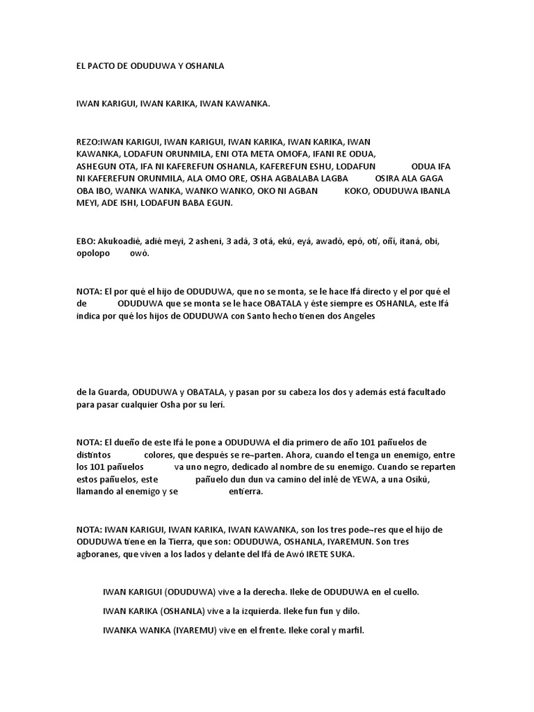 El Pacto de Oddua y Oshsnla | PDF | Mitología | Religión étnica