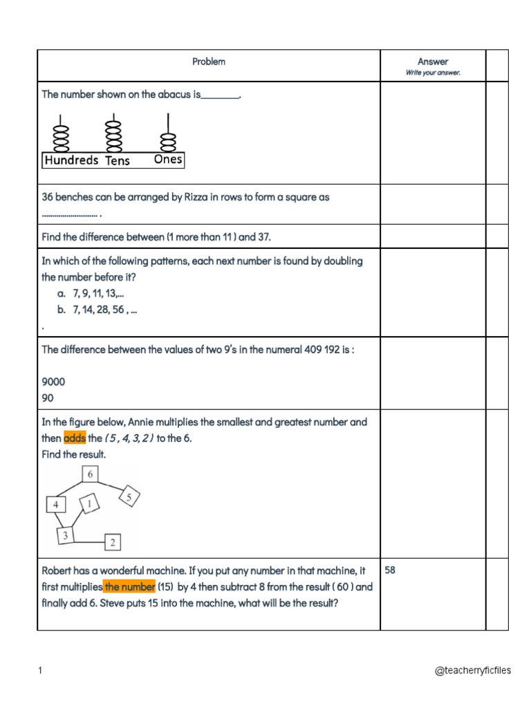 Problem Answer: 1 @teacherryficfiles | PDF